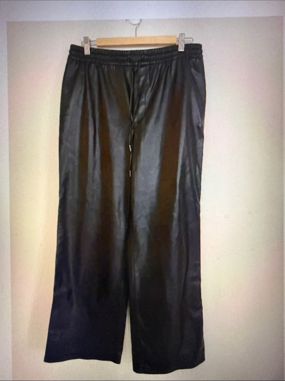 Zara Trafaluc Woman Black Sides Zip Up Faux Leather Jogger Pants Size M